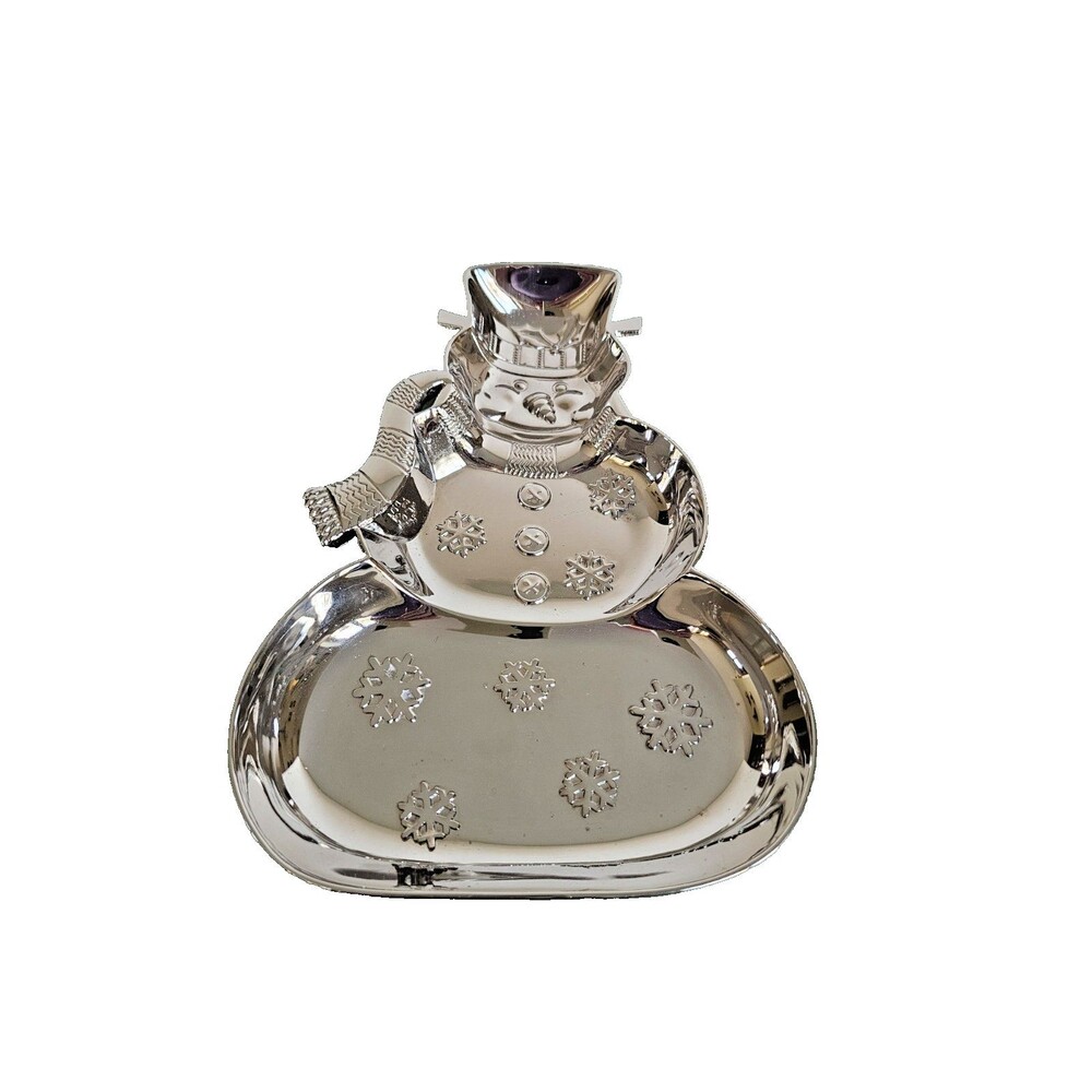 Vintage Snowman Holiday Tray Silverplate International Silver Company  Frosty